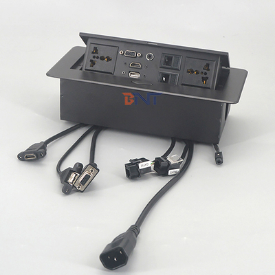 Appareil électrique bureau prises d'alimentation de bureau coin carré avec connecteur audio vidéo