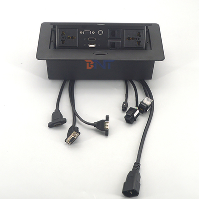 Appareil électrique bureau prises d'alimentation de bureau coin carré avec connecteur audio vidéo