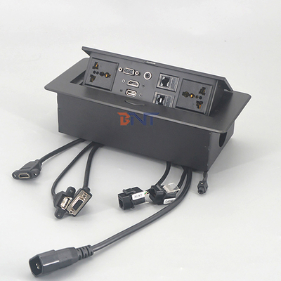 Appareil électrique bureau prises d'alimentation de bureau coin carré avec connecteur audio vidéo