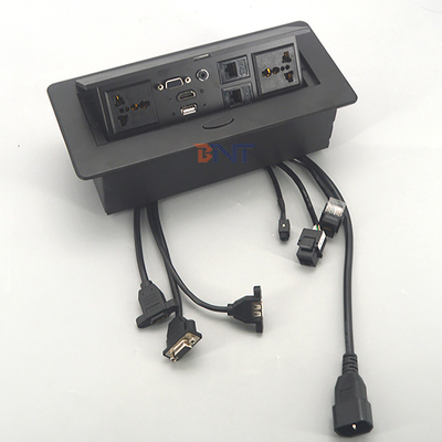 Appareil électrique bureau prises d'alimentation de bureau coin carré avec connecteur audio vidéo