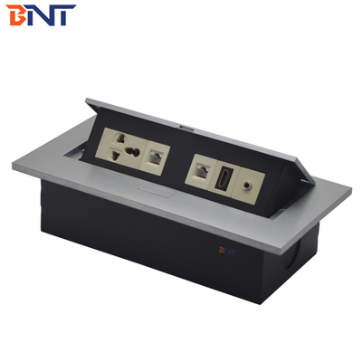 Téléphone caché 3.5 Porte-bouteilles en noir mat, prise d' alimentation pour table