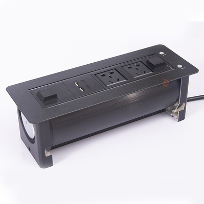 Double chargeur USB Bureau en alliage d'aluminium Sortie de prise de courant