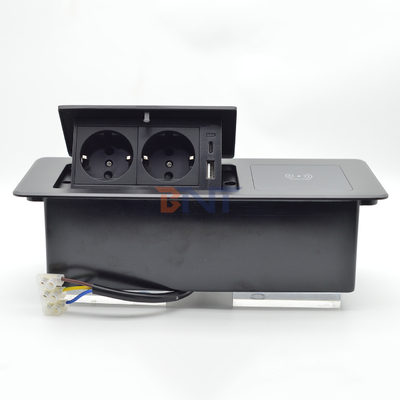 Tableau de bureau prises de charge cachées Multi Connection Box prise de courant avec charge sans fil