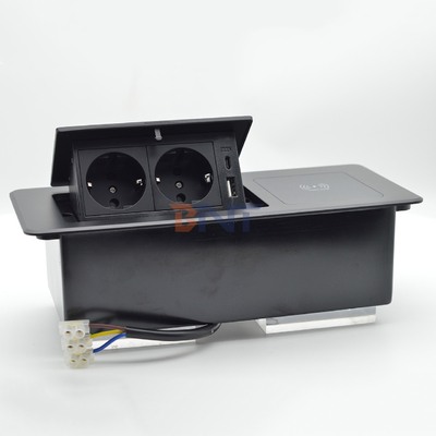 Tableau de bureau prises de charge cachées Multi Connection Box prise de courant avec charge sans fil