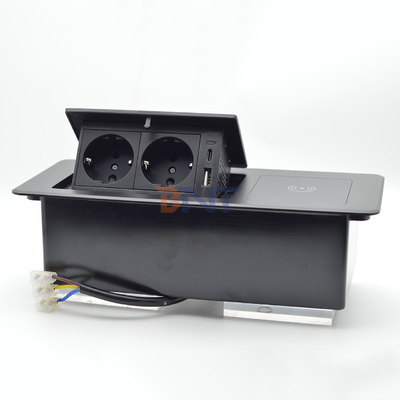 Tableau de bureau prises de charge cachées Multi Connection Box prise de courant avec charge sans fil