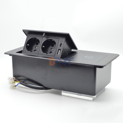 Tableau de bureau prises de charge cachées Multi Connection Box prise de courant avec charge sans fil
