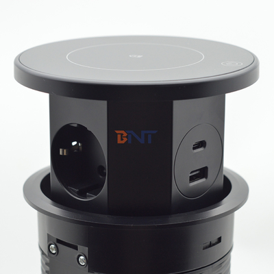 OEM/ODM Smart Pop-Up Power Outlet Socket de table en aluminium avec 3 prises de courant alternatif et 2 ports USB Norme IP44 pour le chargement
