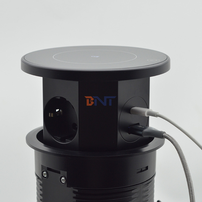 OEM/ODM Smart Pop-Up Power Outlet Socket de table en aluminium avec 3 prises de courant alternatif et 2 ports USB Norme IP44 pour le chargement