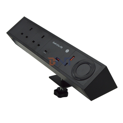 Multifonctionnelle 2 prises de courant alternatif double USB A + C Royaume-Uni 65W PD Charge rapide Appareil de bureau Serrage prise de courant