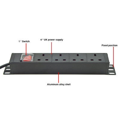 PDU 4 ports Sorties SPD Protecteur contre les surtensions prise de courant 3250W avec commutateur d'allumage/arrêt et câble d'alimentation