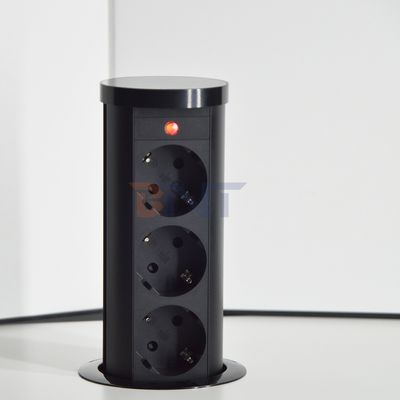 Port d'alimentation pneumatique de type EU, prise à 3 sorties, prise de levage en alliage d'aluminium standard IP44 pour cuisine cachée
