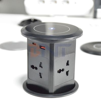Nouvelle prise électrique pneumatique US UK Universal Four Surface Mount Socket Desktop Top avec prise électrique de charge sans fil 15W