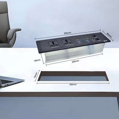 Prise de courant multifonctionnelle encastrée pour bureau, options de prise universelle avec deux ports USB-A, niveau IP44