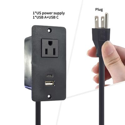 Prise de courant de table pour canapé en plastique avec 1 prise de courant standard US et port USB A+C