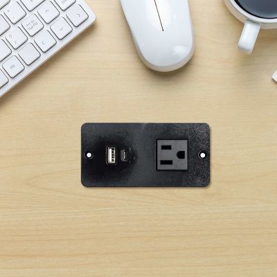 Prise de courant de table pour canapé en plastique avec 1 prise de courant standard US et port USB A+C