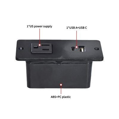 Prise de courant de table pour canapé en plastique avec 1 prise de courant standard US et port USB A+C