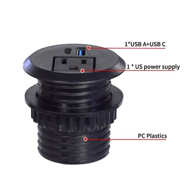 50 mm boucles de prise électrique et prises us prises standard avec port de charge USB de type C