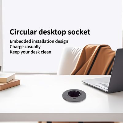 Ensemble canapé rond avec prise de courant intégrée et table avec prise de charge USB de type C