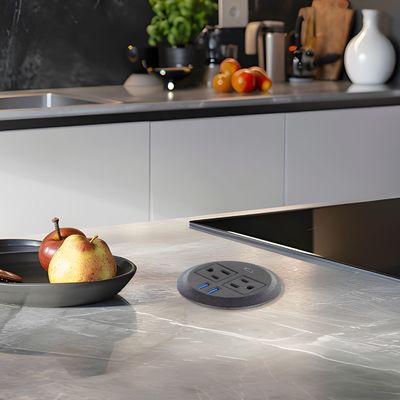 Ensemble de canapé rond avec prise de courant électrique intégrée, 2 prises de courant standard US et double prise de chargement USB A, mobilier moderne