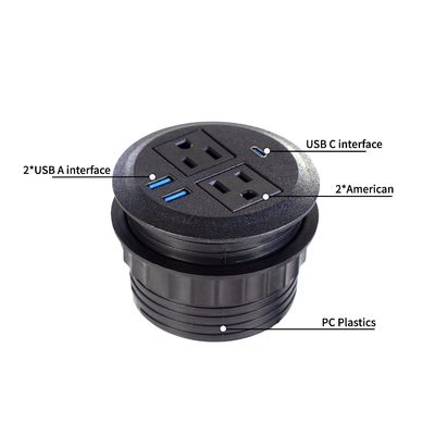 Ensemble de canapé rond avec prise de courant électrique intégrée, 2 prises de courant standard US et double prise de chargement USB A, mobilier moderne