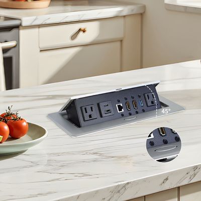 Pour prise de courant de table escamotable en alliage d'aluminium Smart Office approuvée UL avec configurations modulaires