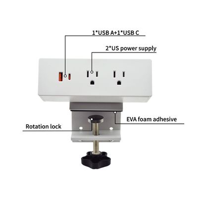 Multifonctionnelle 2 prises de courant alternatif USB A + C US Power Charge rapide Appareil de bureau