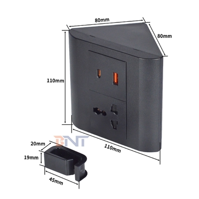 Prise universelle pour bureau et maison, 1 sortie, prise de courant de table avec sorties USB A+C, IP44 pour plusieurs appareils