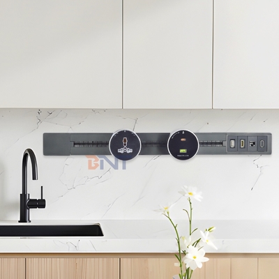 Une prise électrique à sortie multi-sortie sur mur, nouvelle prise en alliage d'aluminium amovible avec interface de courant faible