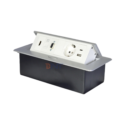 Socket électrique de table en alliage d'aluminium avec prise électrique EU avec configurations modulaires