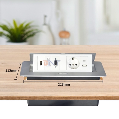 Socket électrique de table en alliage d'aluminium avec prise électrique EU avec configurations modulaires