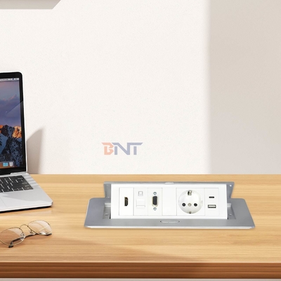 Socket électrique de table en alliage d'aluminium avec prise électrique EU avec configurations modulaires