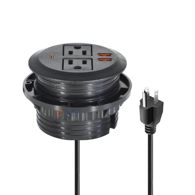 Ensemble canapé rond avec prise de courant électrique intégrée, comprenant 2 prises de courant standard US et 2 ports de charge USB-A 65W