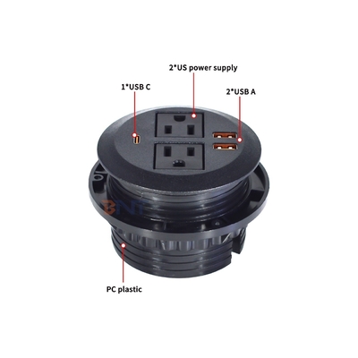 Ensemble canapé rond avec prise de courant électrique intégrée, comprenant 2 prises de courant standard US et 2 ports de charge USB-A 65W