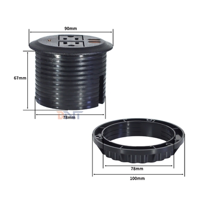 Ensemble canapé rond avec prise de courant électrique intégrée, comprenant 2 prises de courant standard US et 2 ports de charge USB-A 65W
