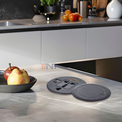 Sofa rond prise d'alimentation intégrée avec prise d'alimentation standard universelle USB A + C & HDMI & Nerwork