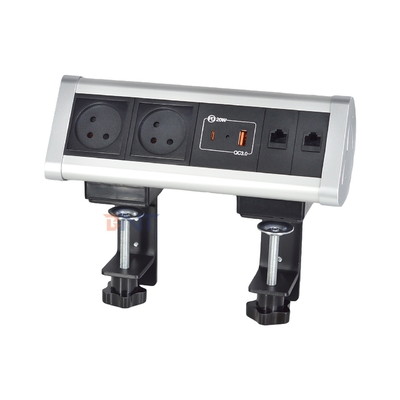 Conception de pinceau adhésif Serveur de bureau Serveur de prise de courant avec 2 prises AC IS USB A + C PD 20W Charge rapide
