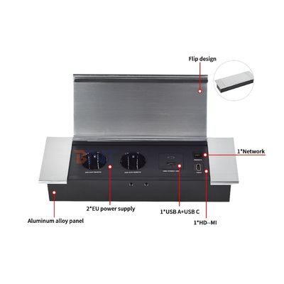 Conception de prise de courant de bureau avec 2 prises EUAC USB A + C Réseau HDMI