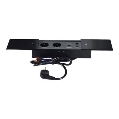 Double Silp Open Euro Tabletop Socket électrique Slip-Open 2 prises de courant alternatif et USB A + C IP44 pour une utilisation au bureau