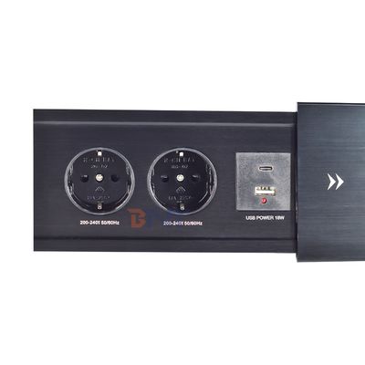 Réservoir d'alimentation électrique Euro Tabletop 2 prises de courant alternatif USB A+C IP44 16A Courant nominal pour bureau