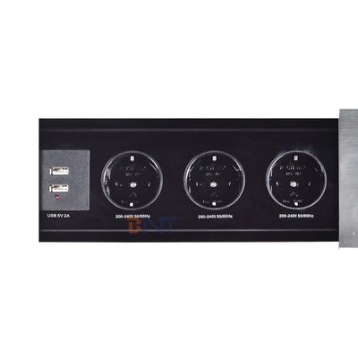 Prise de courant électrique de table Euro, design coulissant, avec 3 prises secteur, 16A, prise UE standard