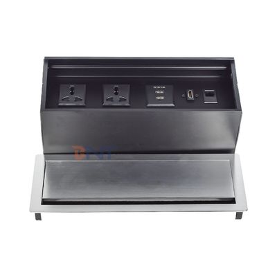 Prix de l'usine Brosse à table Flip Couverture prise d'alimentation avec 2* alimentation universelle, 2* USB A, 1* Réseau, 1* HDMI