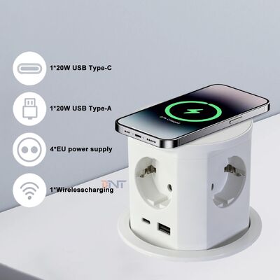 Utilisation commerciale IP44 4 prises de courant AC 16A ABS prise de courant pneumatique USB Ports A + C PD20W Charge