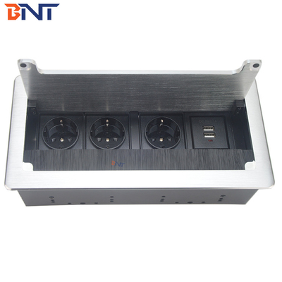 Secousse de table de brosse de boîte de gestion de câble de bureau étroit mou de Boente vers le haut de prise avec le chargeur d'usb