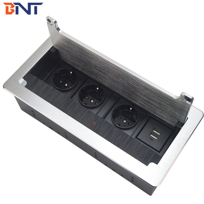 Secousse de table de brosse de boîte de gestion de câble de bureau étroit mou de Boente vers le haut de prise avec le chargeur d'usb