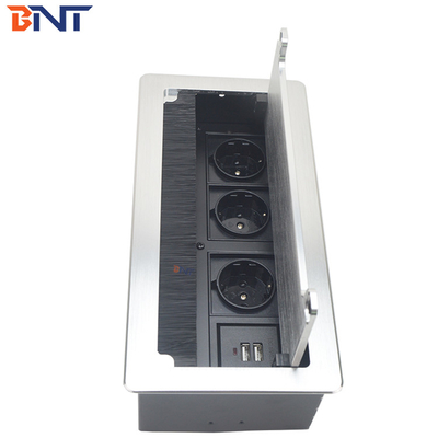 Secousse de table de brosse de boîte de gestion de câble de bureau étroit mou de Boente vers le haut de prise avec le chargeur d'usb