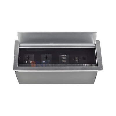 Prix de l'usine Brosse à table Flip Couverture prise d'alimentation avec 2* alimentation universelle, 2* USB A, 1* Réseau, 1* HDMI
