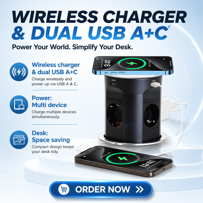 BNT – prise de bureau pneumatique Pop-Up, utilisation commerciale, 4 prises de courant alternatif, pour cuisine, avec double port USB A + C, Charge PD45W