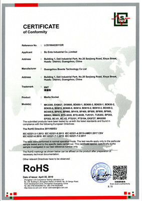 Chine Guangzhou Boente Technology Co., Ltd (Bo Ente Industrial Co., Limited) Certifications